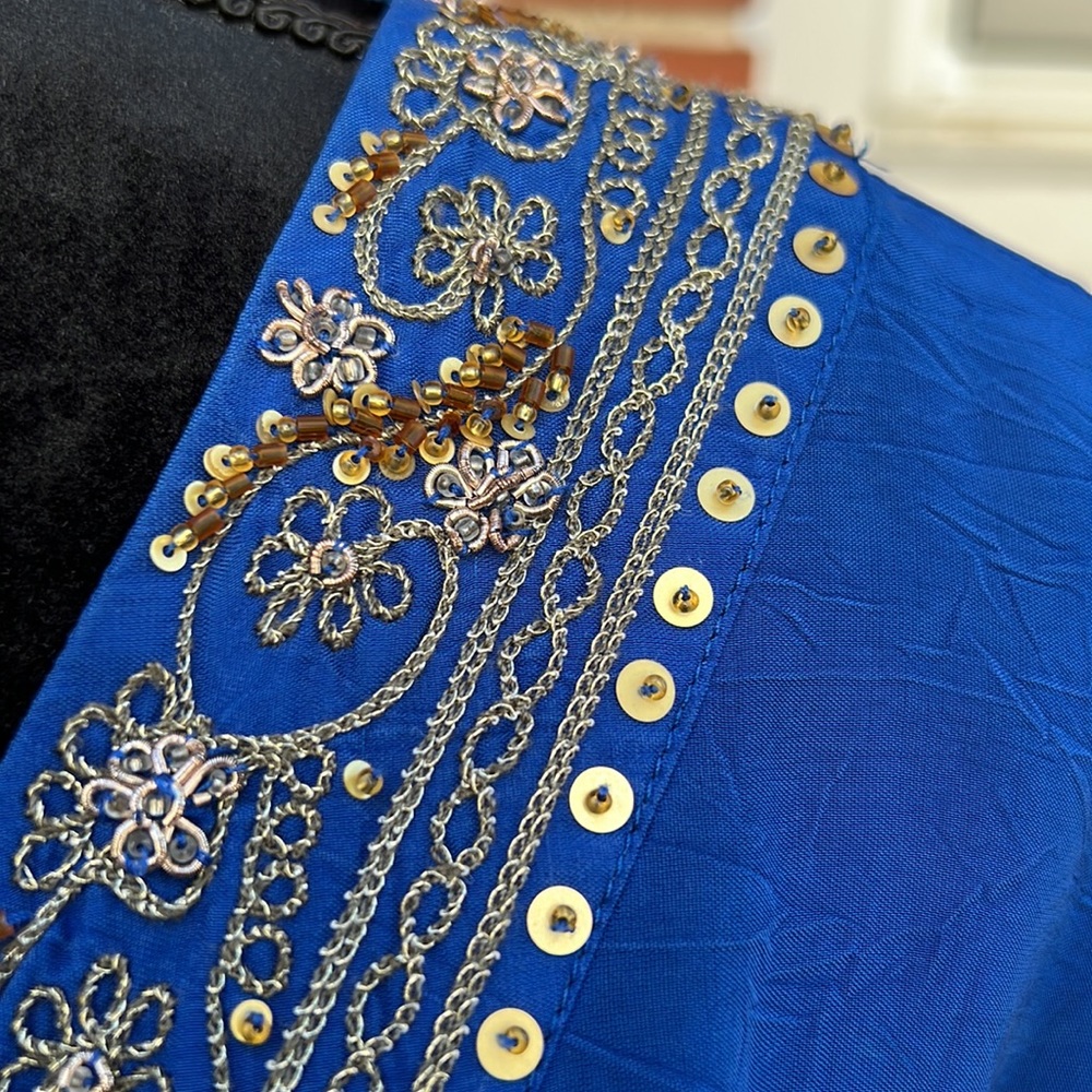 J. Jill gold embellished tie waist blouse.  Vintage J. Jill! - Picture 8 of 14